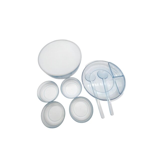 Tupperware Prelude Salad Bowl Set With 4 Small Bowls Utensils & Lid - Picture 2 of 5